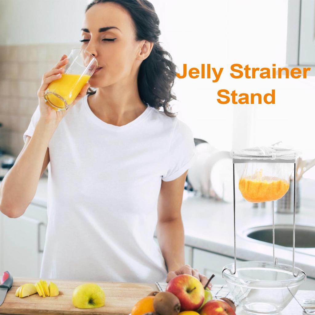Jelly Strainer for Canning Stainless Steel Jelly Strainer Stand Reusable Nylon Mesh Filter for Homemade Vinegar Cooking Canning