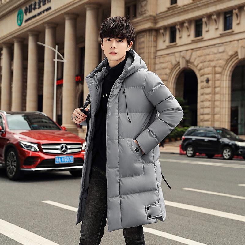 Men's Cotton-padded Jacket Medium and Long Down Cotton-padded Jacket Warm and Thickened Hooded Large-size Cotton-padded Jacket