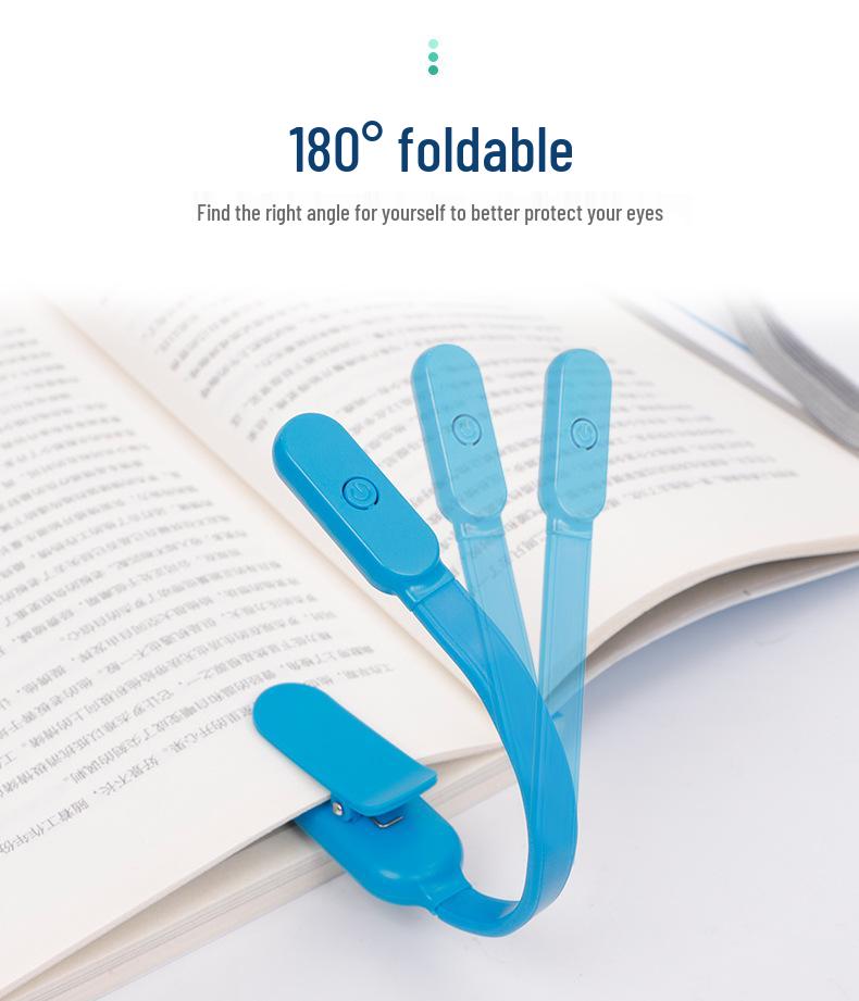 Compact LED Clip-On Reading Lamp with 3-Level Brightness, Foldable Design