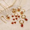 Stainless Steel Red Agate Heart-shaped Necklace, High-end Pendant Earrings, Exclusive Ring