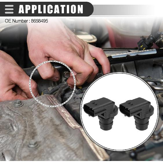 Motoforti CPS Sensor, Engine Camshaft Position Sensor, for Volvo XC60 2010, ABS, Metal, No.8658495, Black, 2pcs