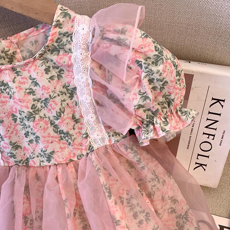 Girls Floral Princess Dress Summer Puff Sleeve Party Gown Sweet Children Clothing Elegant Toddler Girl Dresses For Wedding