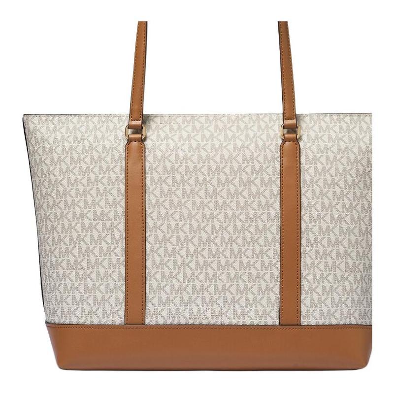 MICHAEL KORS Andie presbyopia all-over color block tote bag, artificial leather shoulder bag, medium size, women's, vanilla white