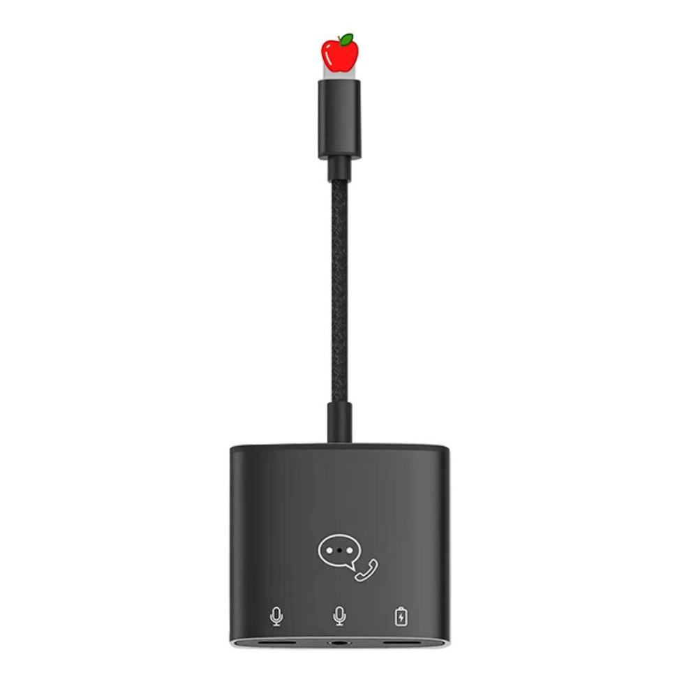 

Зарядный аудиоадаптер для iPhone, игровой гарнитуры 3 в 1, конвертер для потоковой передачи в реальном времени с микрофоном и быстрой зарядкой Apple Adapter (Black)