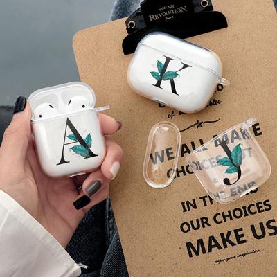 Alphabet Letter AirPods Case for Apple Airpods 3 Pro Wireless Bluetooth Headset Protective Case Transparent Charging Box Shell