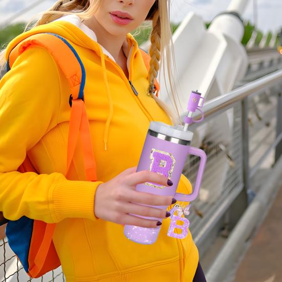 7Pcs Cup Accessories Set for 30/40oz Tumbler Silicone Straw Lid Spill-Proof Stoppers Handle Charm Initials Sticker Durable Personalized Mug