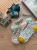 5 Pairs Women Vintage Cute Socks Set Female Lady Harajuku Kawaii Girl Floral Sport Short Socks Set for Women Harajuku Hosiery