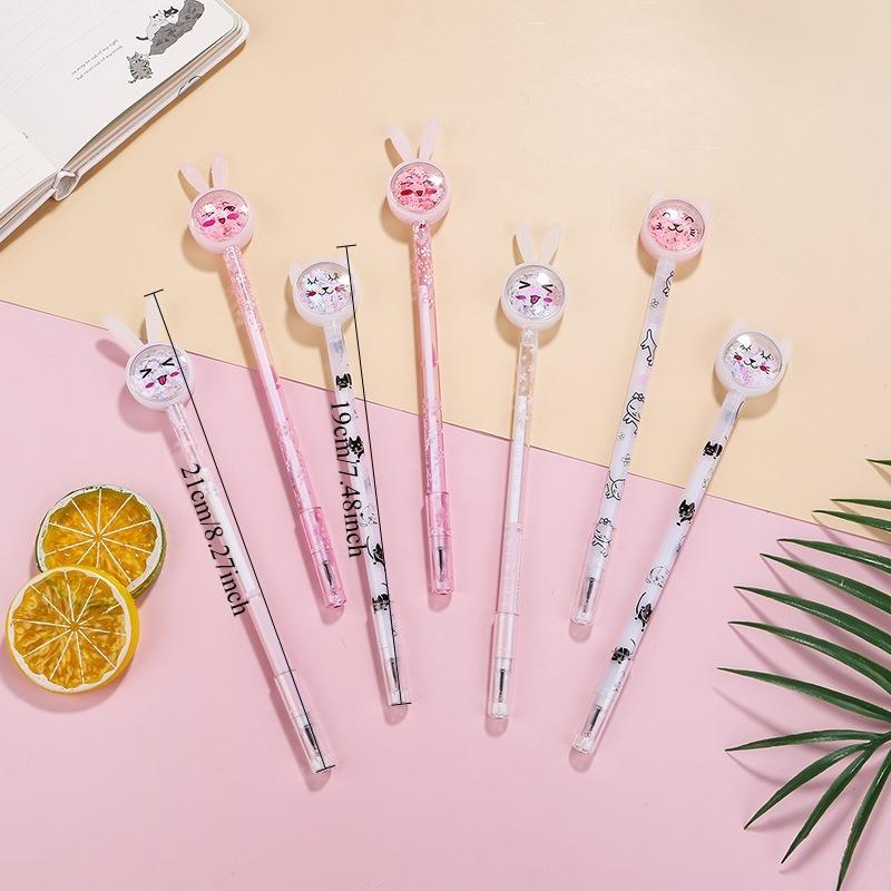 10Pcs Cartoon Rabbit Ear Pen, Used for Office Work, Problem Solving, Signature Writing, Diary, Note Taking, Student Classroom Prizes, Friend Gathering