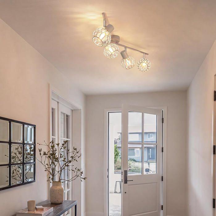 Spot à 4 lampes - NETTLIFE - Spot 4 E14 - Gris - Métal - Pivotant 350°