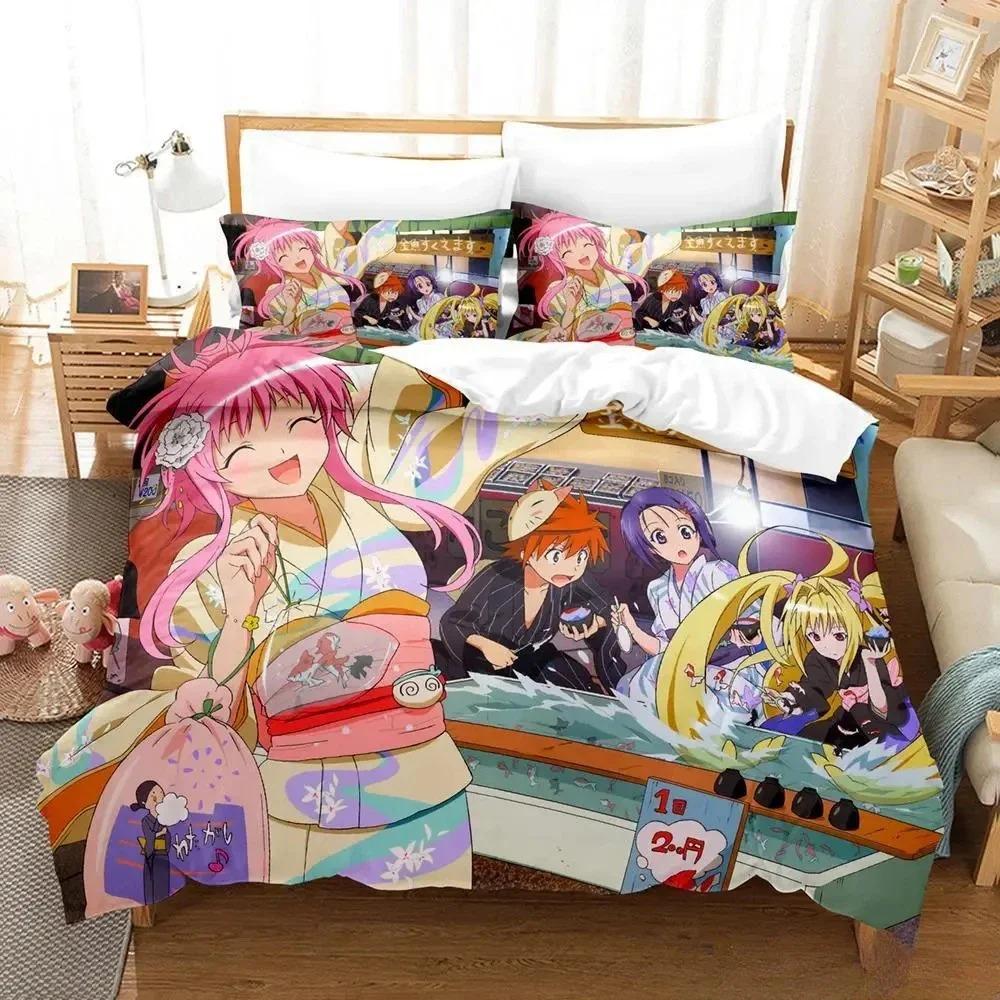 New To Love Ru Bedding Set Cartoon Anime  two&three-piece set Adult Kid Bedroom Duvet cover Sets 3D Print Kawaii Anime Girls
