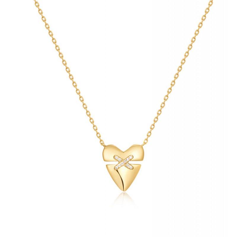 Heart Splicing Clavicle Chain Retro High-end Versatile Light Luxury Necklace Women
