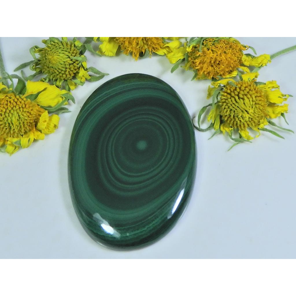 AA++ 138Cts. Natural Green Malachite Oval Cabochon Loose Gemstone 33X49X05MM D-57