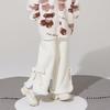 Japanese Kawaii Casual Lolita Pants Women Korean Style Warm Plush Trouser Female Loose Cute Bow Wide-legged Pants Winter