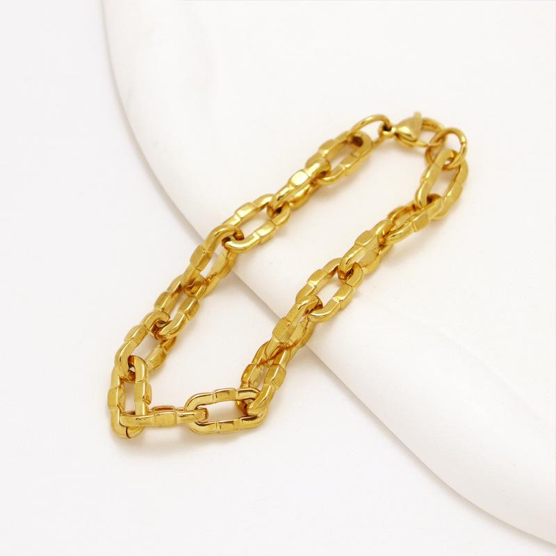 Stainless Steel Gold Bracelet Men'S High-End Niche Metal Wind Chain Titanium Steel Hand Jewelry