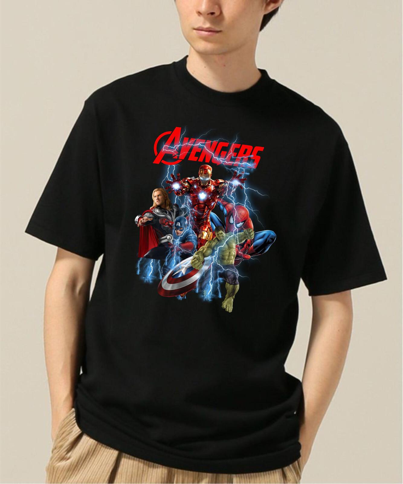 Avengers T-Shirt, Superhero Marvel Comics Shirt, Avengers Characters Tee Top S разноцветный