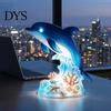 Resin LED Table Lamp for Bedside 3D Animal Night Light, Dolphin Owl Lion Sculpture Decorative Desk Light Lamp, USB Decor Bedroom, Warm Glow