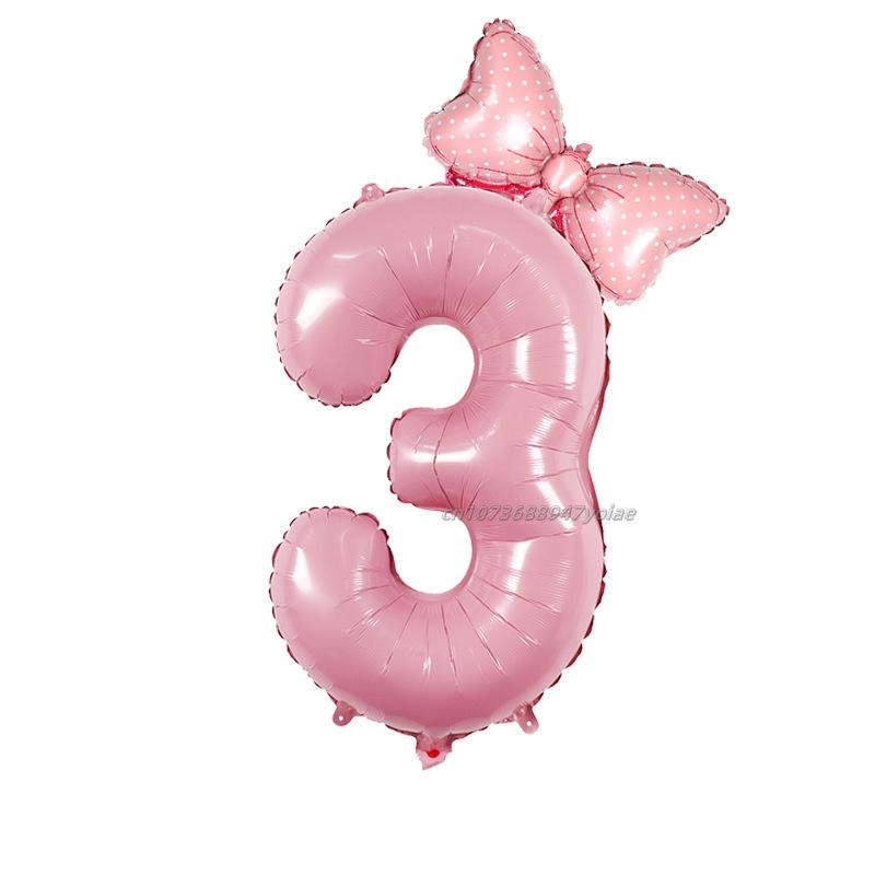 32 Inch Birthday Number Ballons New Girls Princess Birthday Pink Bownot Balloons Wedding Party Ballons Jumbo Number Balloon