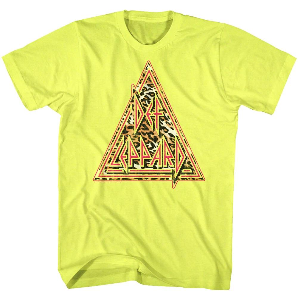 Def Leppard Logo Leopard Pattern Triangle Men s T Shirt Band Merch M