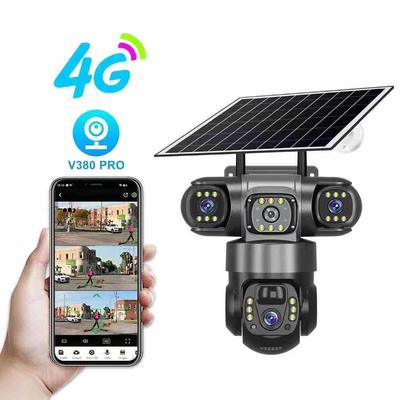 V380Pro 4G Outdoor Solar Triple-Lens Camera with 360° Rotation & Mobile Remote Access