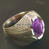 Bague en Argent Sterling 925 avec Pierre Précieuse Améthyste Taille Ovale Pour Homme #A674 JL375658843111