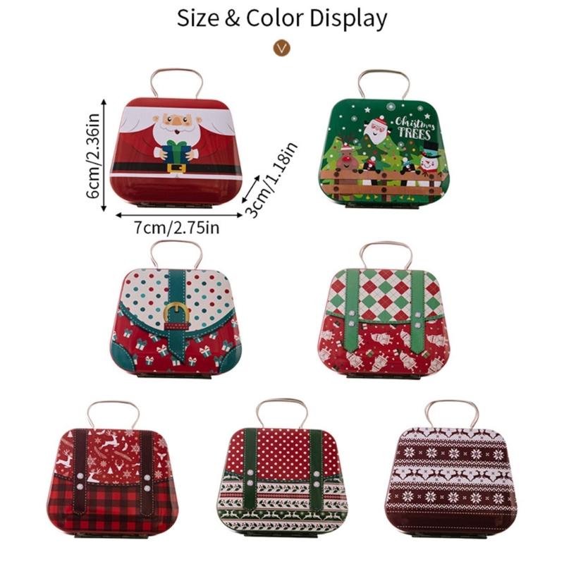 Holiday Themed Metal Carry Case Christmas Theme Tin Carry Holder for Gifts and Trinket with Convenient Handle