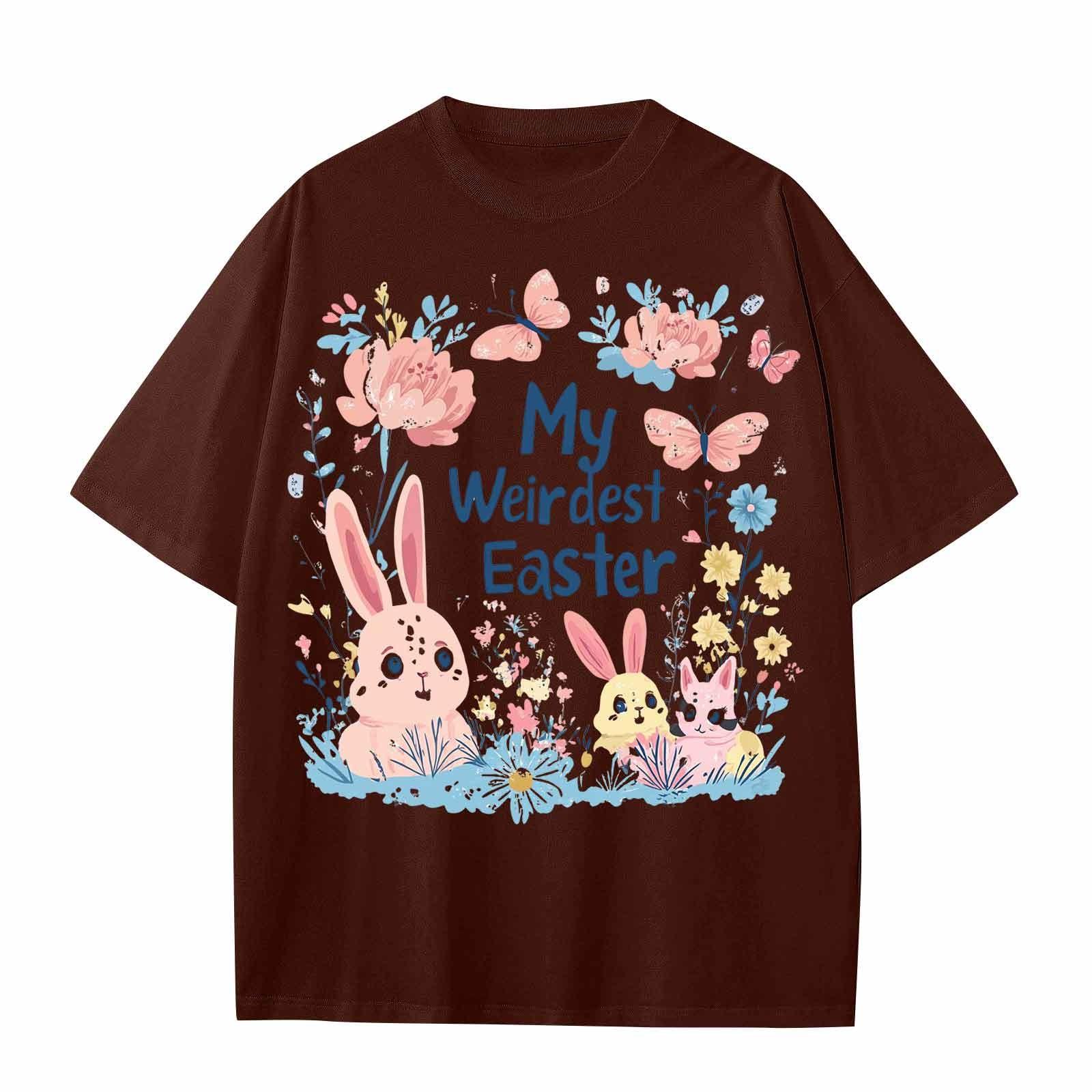 

Повседневная свободная футболка с принтом «Пасха» для мальчиков и девочек, круглый вырез, короткий рукав, свитер 110 винный