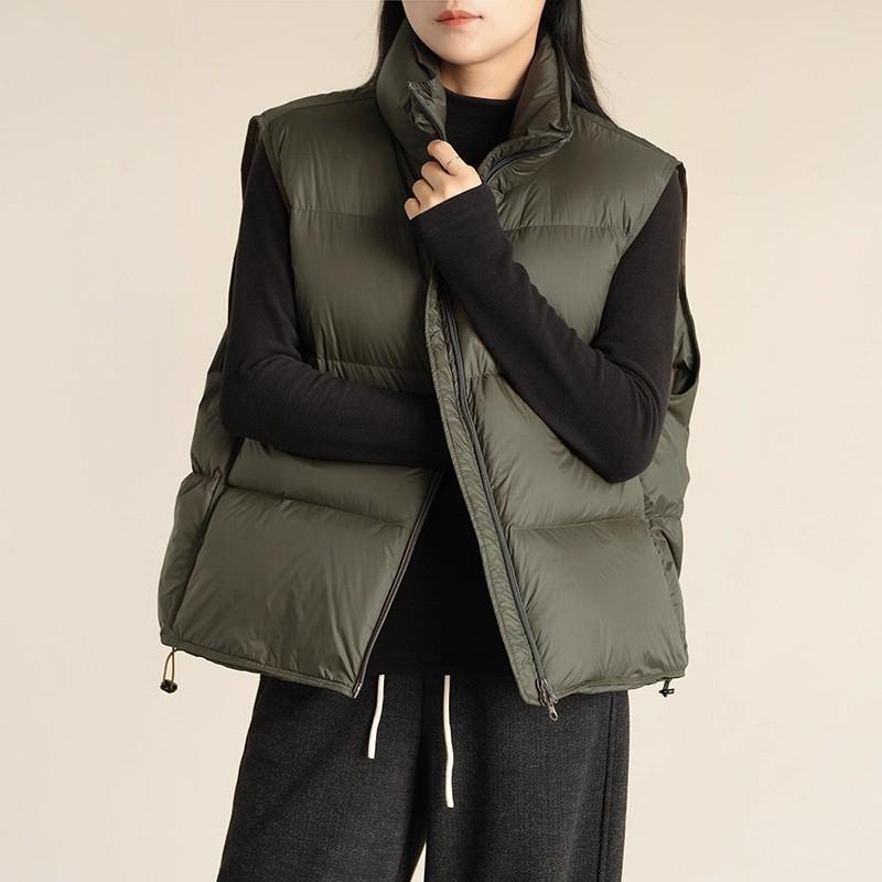 Womens White Duck Down Vest 2026 Winter Puffy Lightweight Warm Sleeveless Coat Office Commute