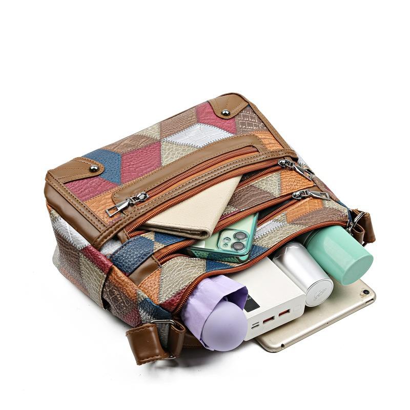 Ladies' Large Capacity Spliced Commuting Shoulder Bag