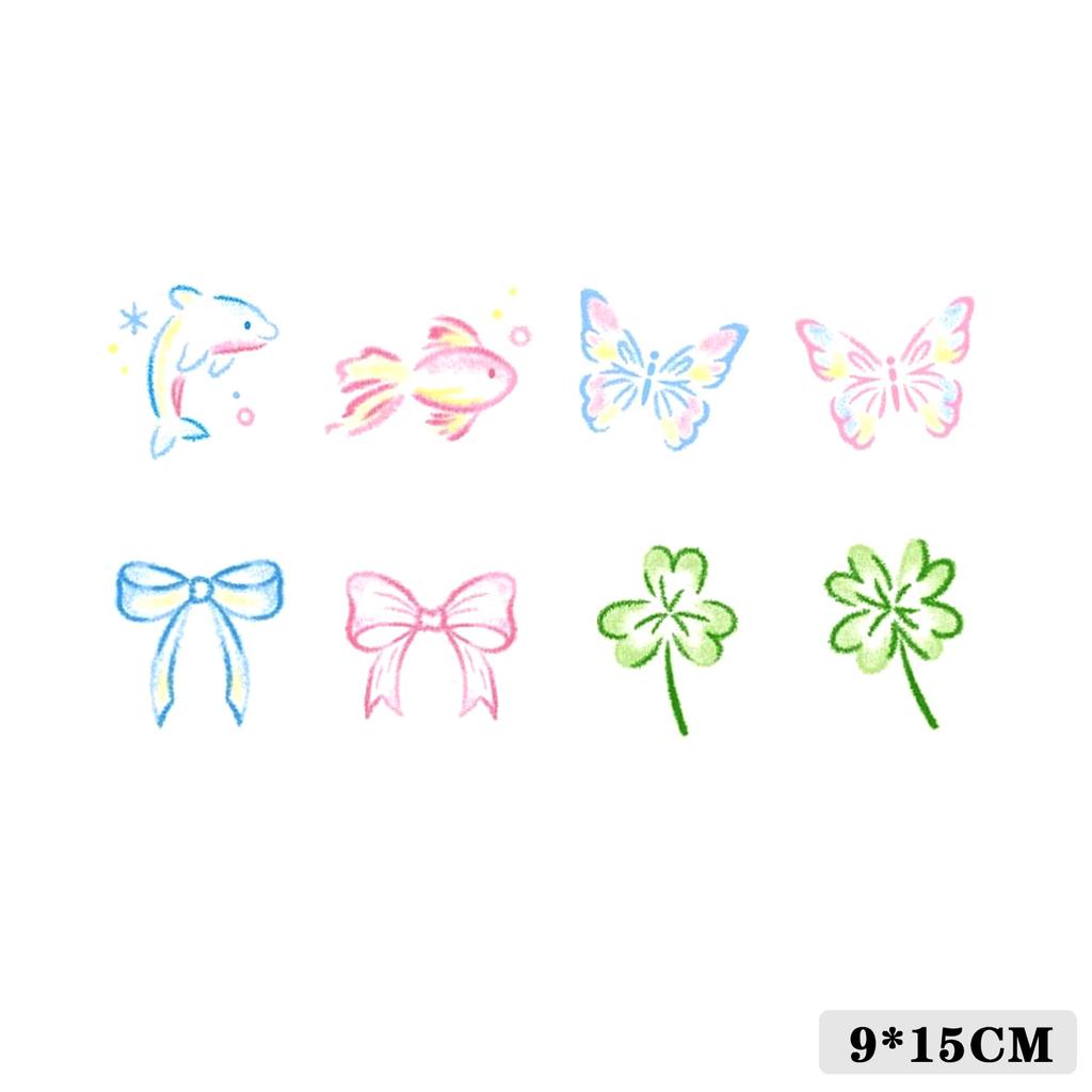 Cartoon Kids Dinosaur Mermaid Fruit Flower Animal Robot Finger Arm Tattoo Sticker