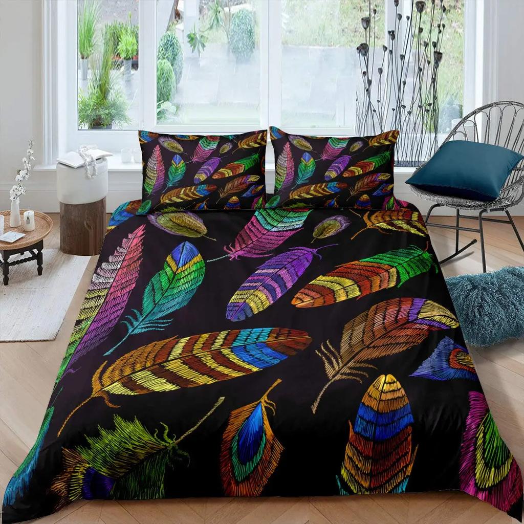 Peacock Duvet Cover Abstract Bird Exquisite Tail Pavo Cristatus Indigenous Home Decorative Bedding Avocado Green for Women Gifts