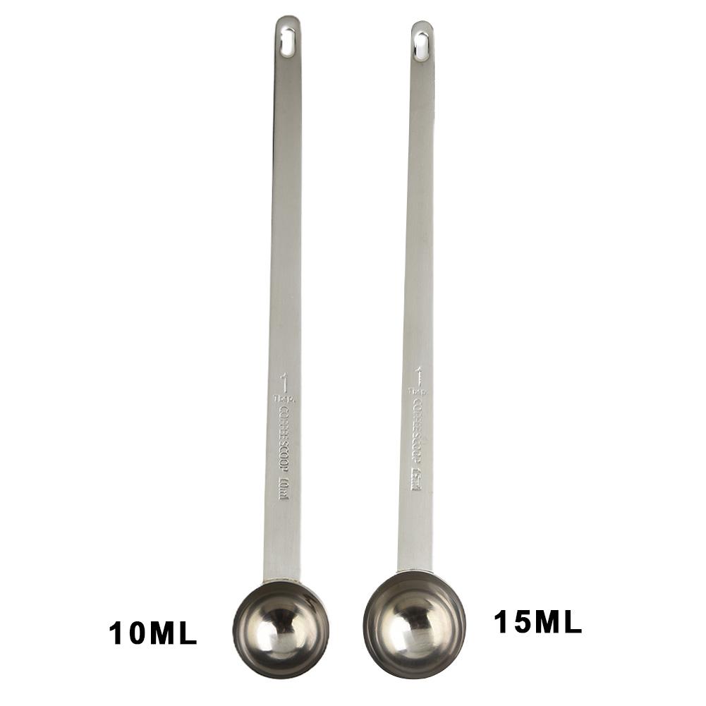 1PC 5/10/15/20/25/30ml Long Handle Coffee Measuring Spoon Stainless Steel Coffee Spoon Stirring Spoon Graduated Spoon