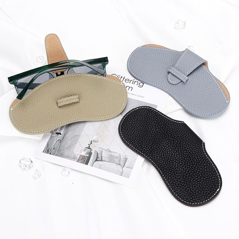Glasögonfodral i äkta läder Solglasögon Fodral för glasögon Solglasögon Förvaringsväska Skydd för glasögon Bärbart glasögonfodral
