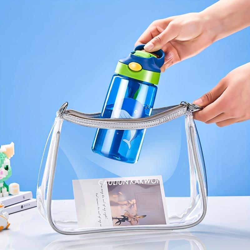 480ML Cartoon Kid Water Bottle With Straw BPA Free Child Drinking Kettle Plastic Portable Transparent School Travel Cute Cup