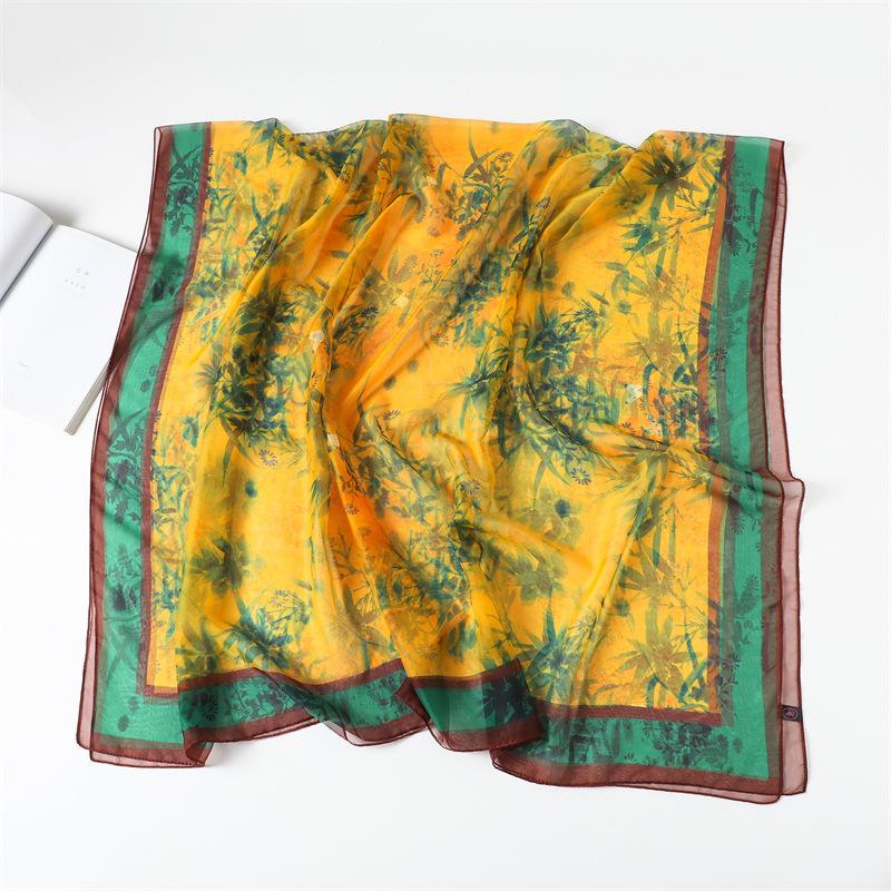 Fashion Versatile Encrypted Yourou Yarn Printing Spring and Summer Silk Scarf Large Long Scarf Travel Shawl Sunscreen Women's Scarf Headscarf