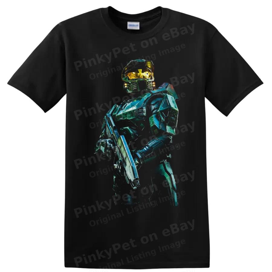 Halo Master Chief T Shirt Green Armored Soldier Sci Fi Gamer Graphic Art Tee