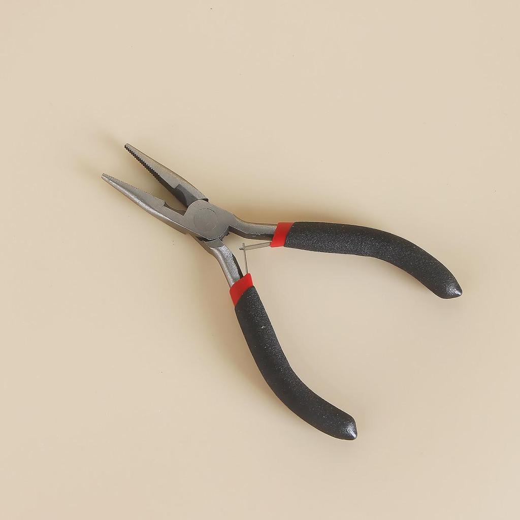Handmade Beading Pliers Set: Round Nose, Steel Diagonal Cutting, and 9-Needle Pliers.