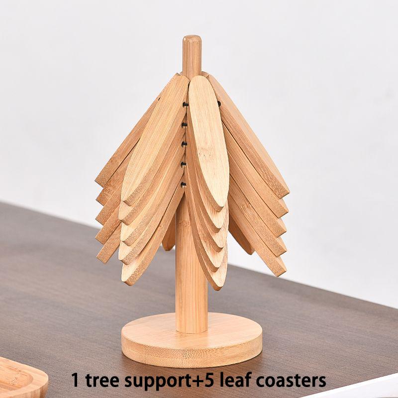 Bamboo Trivet Set And Coasters Heat Resistant Natural Wood Grain Desktop Decoration Pot Holder for Hot Pots Tea Pots.