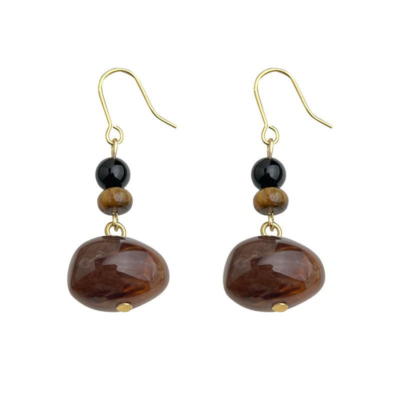 Autumn/Winter Gradient Geometric Tassel Earrings - Retro Artistic Style for Women