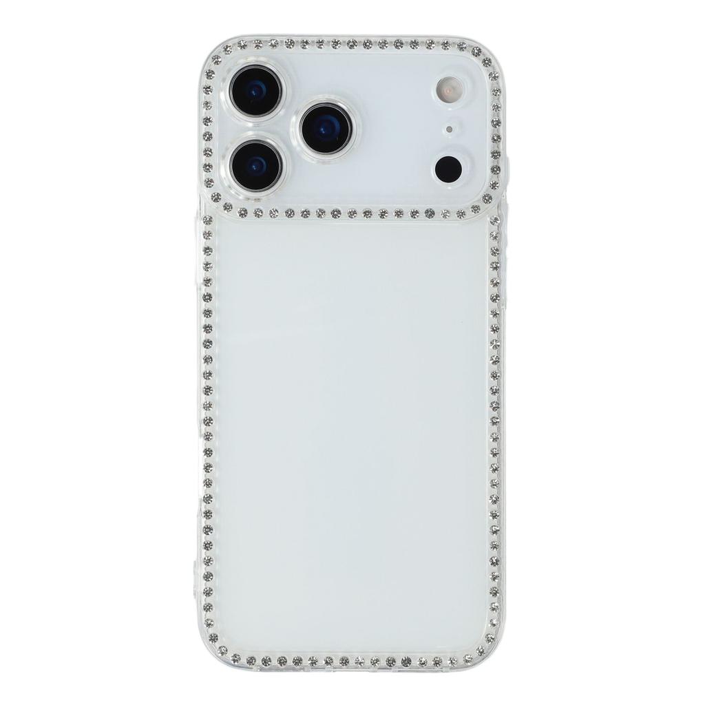 For iPhone 17 Pro TPU Case Rhinestone Decor Clear Phone Back Cover,Precise Cutout