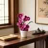 5 Blooms Artificial Orchid Arrangement Realistic Potted Flower Display  Table Centerpiece