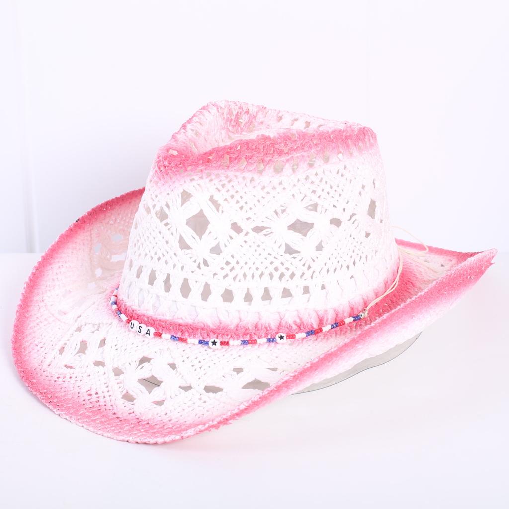 Popular European and American Classic Hollow Western Cowboy Hat Men's and Women's Fashion Vacation Breathable Sunshade Straw Hat