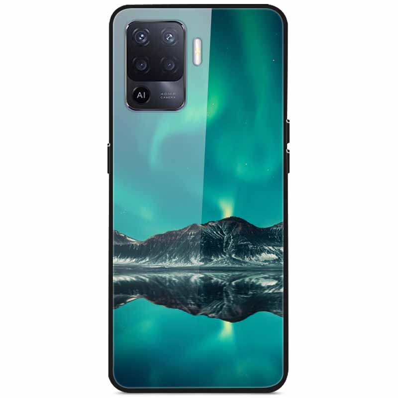 Tempered Glass Case For Oppo Reno5 Lite Hard Back Cover for Oppo Reno 5 Lite Luxury Painted Reno5Lite Funda 6.43'' Shockproof