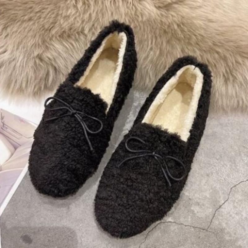 New Arrivals Open Run Women Round Toe Dumble Winter Fleece Loafers