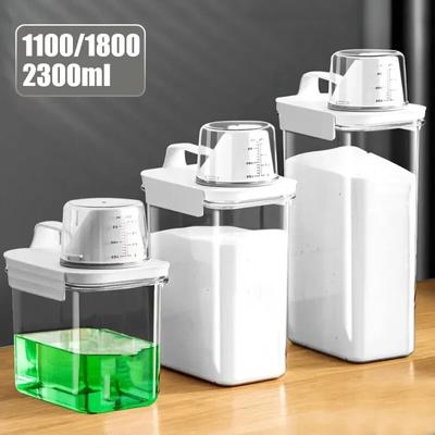 Contenedor de almacenamiento con sello de alimentos, dispensador de detergente en polvo para lavandería, contenedor de almacenamiento de alimentos secos para gatos, tarro de cereales de plástico multiusos