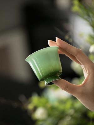 Jade Mud White Porcelain High Foot Cup Gongfu Tea Set Celadon Tea Tasting Cup Master Cup Ceramic Teaware Home Office Decor