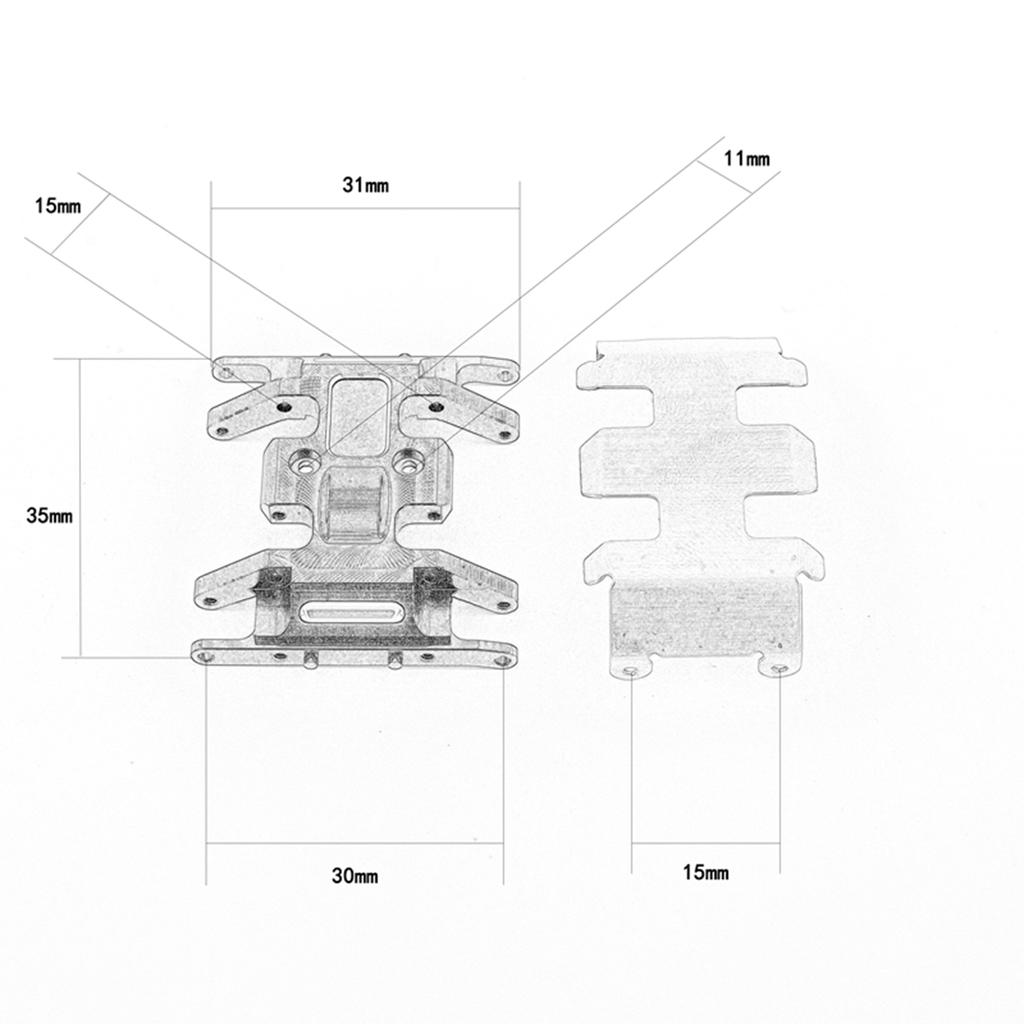 Aluminiumlegering Växellåda Base Skid Protection Plate Chassi Pansarbyten för 1/24 Axial SCX24