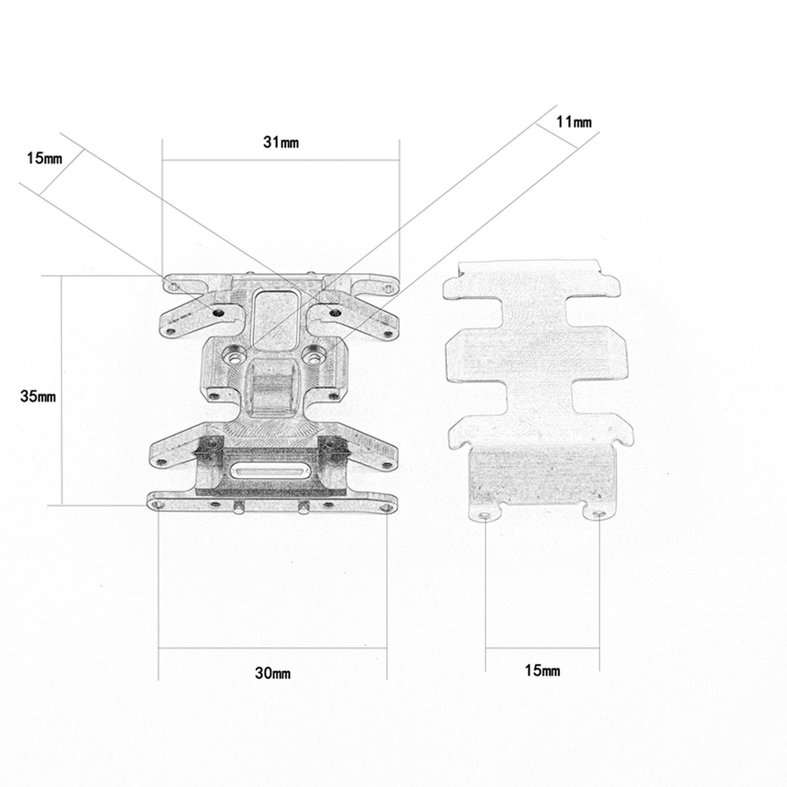 Base de boîte de vitesses en alliage d'aluminium, plaque de Protection antidérapante, remplacement d'armure de châssis pour 1/24 Axial SCX24 noir