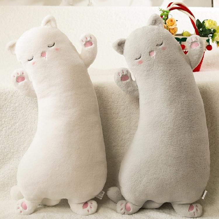 Lovely Cat Plushie Pillow Long Huggable Cute Stuffed Animal Toy for Children