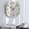 Simple Square Wooden Wall Clock with 3D Three-dimensional Digital Design, Modern Home Living Room Bedroom Decoration Wall Clock