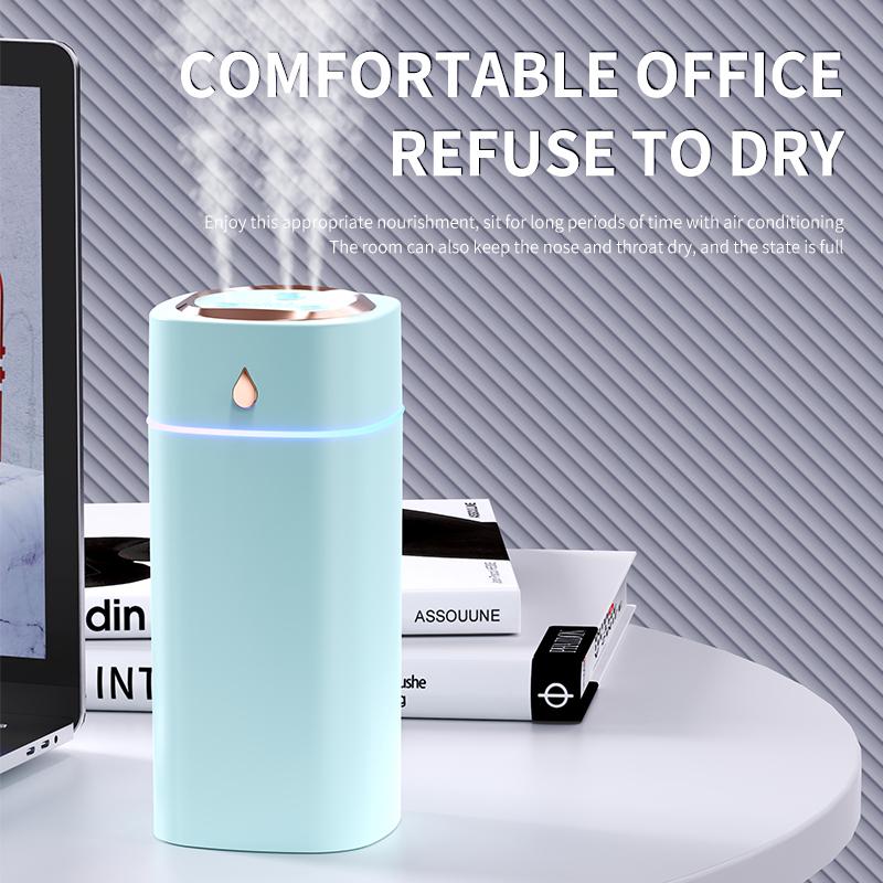 600ml Capacity Humidifier for Home Dormitory Office Bedroom USB Triple Misting N58D